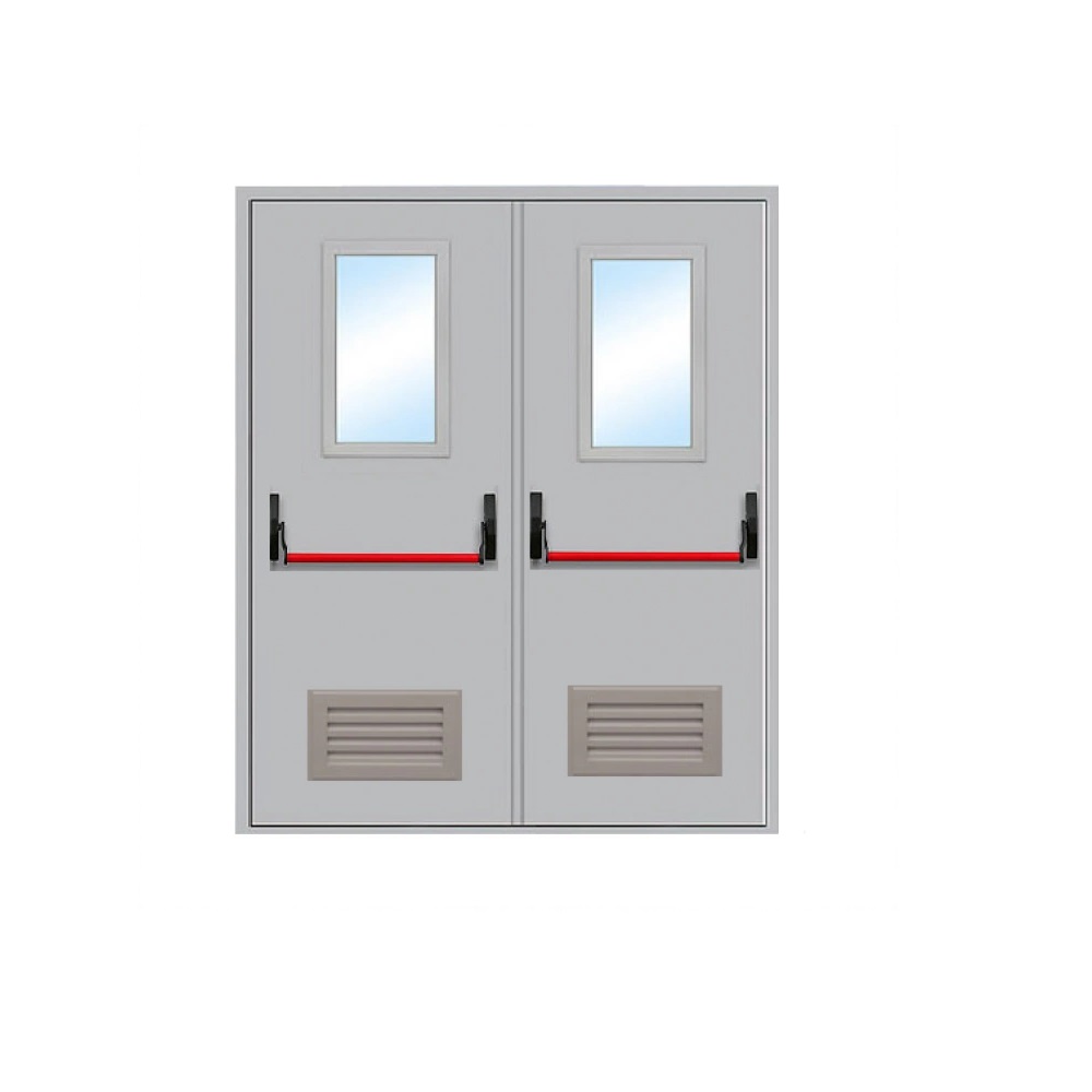 Дверь противопожарная EI60 двупольная с остеклением и системой «АНТИПАНИКА»
