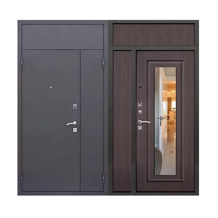 Дверь металлическая утепленная с отделкой МДФ двупольная с фрамугой