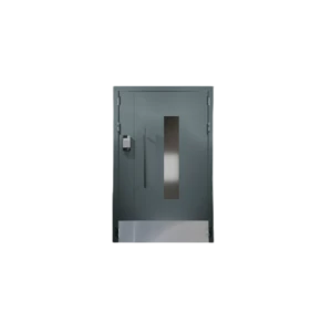 Дверь подъездная с остеклением 1200х200 и накладкой из нержавеющей стали